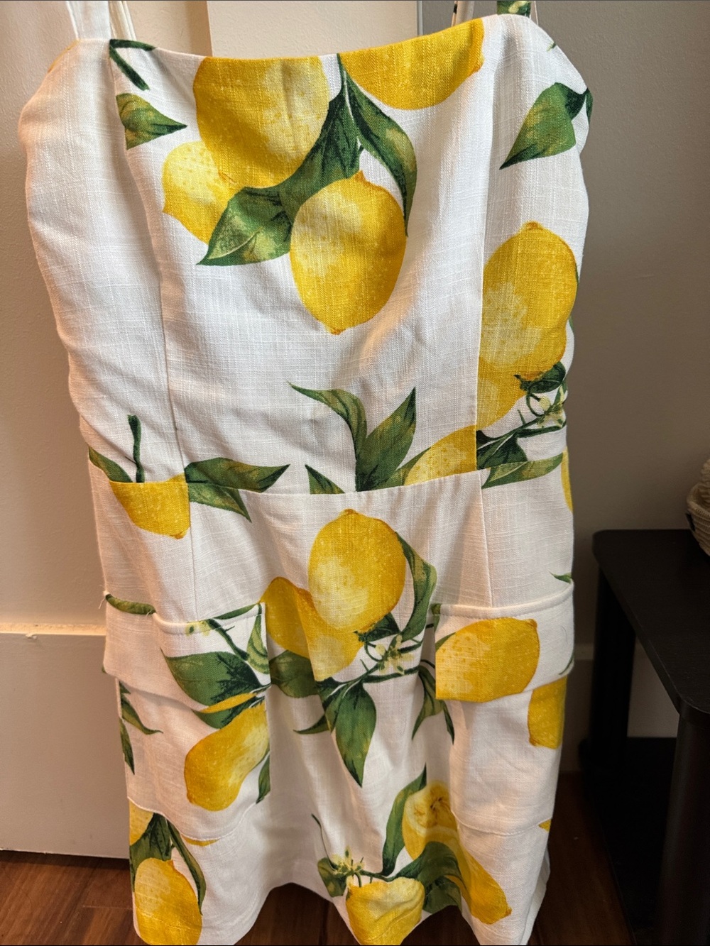 Lemon Print Romper with Green Leaves
